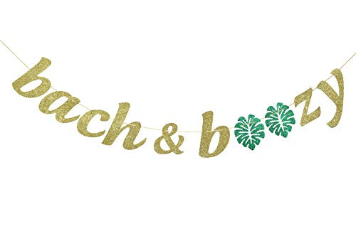 Bach  and  Boozy Palm Leaf Glitter Gold Banner  Bachelorette Party Banner  Bachelorette Decorations  Gold