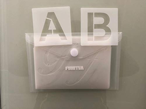 FUHITIM Letter Stencils for Painting on Wood - Alphabet Stencils with Calligraphy Font Upper and Lowercase Letters - Reusable Plastic Art Craft Stencils with Numbers and Signs - Set of 76 PCS