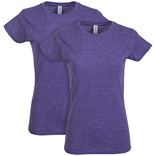 Gildan Women's Softstyle Cotton T-Shirt  Style G64000L  2-Pack  Heather Purple  Medium