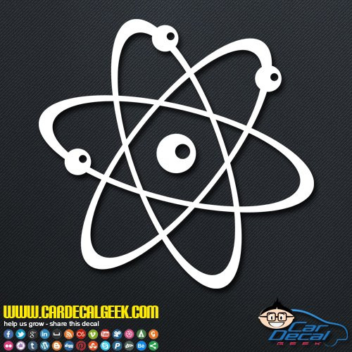 Atom Science Decal Car  and  Truck Window Decal Sticker  Laptop Decal Sticker  MacBook Decal Sticker  Wall Decal Sticker  8-Inch  Red