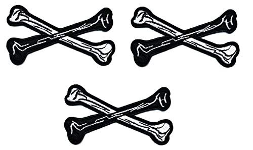 Umama Patch Set of 3 Black Bones Crossbones Cartoon Patch Halloween Skull Ghost Iron on Patches for Kids Clothing Sew on Appliques Dress Clothes Backpacks Vest Jeans Jackets Hats
