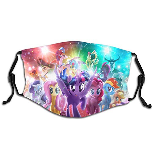 KRR My-Li-ttle-Po-ny Kids Child Anti-dust Face Mouth Windproof Adjustable Washable Dust Face Shield with 2 Filter White.