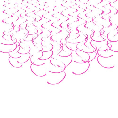 Hot Pink Hanging Swirl Decorations Plastic Streamers Foil Swirls Ceiling Decorations Wedding Baby Shower Birthday Party Decorations  Pack of 30