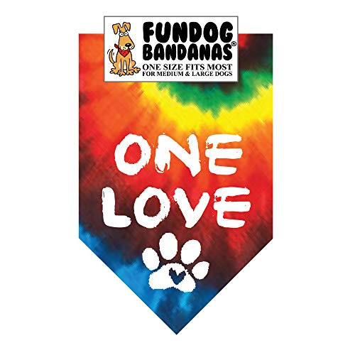 ONE Love Dog Bandana  One Size Fits Most for Medium to Large Dogs  Burst Tie Dye