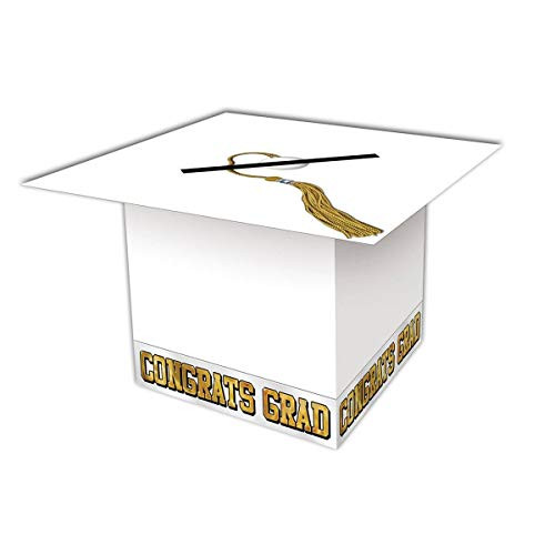 Grad Cap Card Box (white) Party Accessory  (1 count) (1/Pkg)
