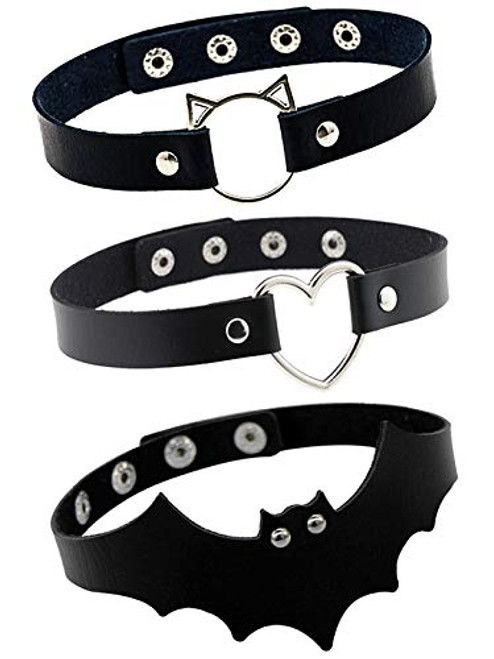 3pcs Women PU Leather Punk Love Heart Choker Necklace Goth Choker Collar Waist Belt Gothic Bat Wings Neckband Halloween Cosplay Womens Gothic Cat Choker 3pcs Women PU Leather Punk Love Heart Choker Necklace Goth Choker Collar Waist Belt Gothic Bat Wings Neckband Halloween Cosplay Womens Gothic Cat Choker