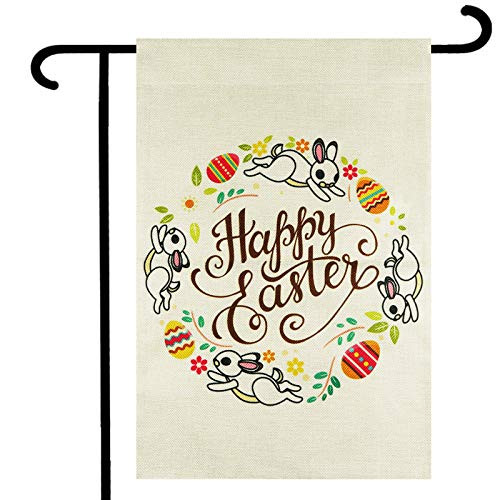 COSCOL Easter Garden Flags 12x18 Double Sided Garden Flag Easter Yard Flags for Outside Burlap Yard Outdoor Decor Garden Flags Easter Holiday Party Decorations