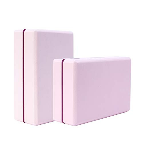 LAIER YOGA Block  2 Pack  Non-Slip High Density EVA Foam Block to Support and Improve Poses and Flexibility  Pink and Purple