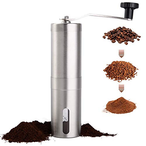 PARACITY Manual Coffee Bean Grinder Stainless Steel Hand Coffee Mill Ceramic Burr for Aeropress Drip Coffee Espresso French Press Turkish Brew PARACITY Manual Coffee Bean Grinder Stainless Steel Hand Coffee Mill Ceramic Burr for Aeropress Drip Coffee Espresso French Press Turkish Brew