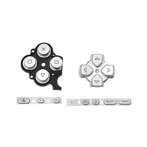 OSTENT Buttons Key Pad Set Repair Replacement Compatible for Sony PSP 3000 Slim Console - Color Silver