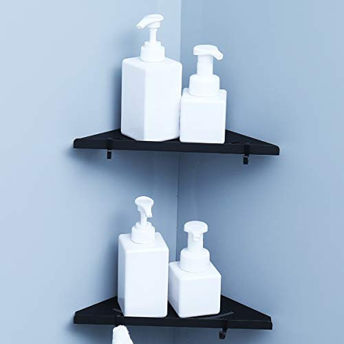 RANK Floating Corner Shelf 2-Pack Corner Shower Caddy for Bathroom Kitchen Storage Organize  No Drilling  Black RANK Floating Corner Shelf 2-Pack Corner Shower Caddy for Bathroom Kitchen Storage Organize  No Drilling  Black
