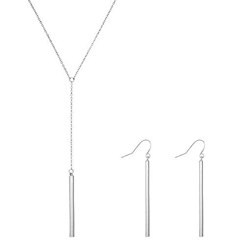 Gold Y Pendant Necklace Bar Earring Set Delicate Long Stick Drop Dangle Earring Lariat Chain Jewelry for Women and Girls Sliver y Necklace bar Earrings Set Gold Y Pendant Necklace Bar Earring Set Delicate Long Stick Drop Dangle Earring Lariat Chain Jewelry for Women and Girls Sliver y Necklace bar Earrings Set