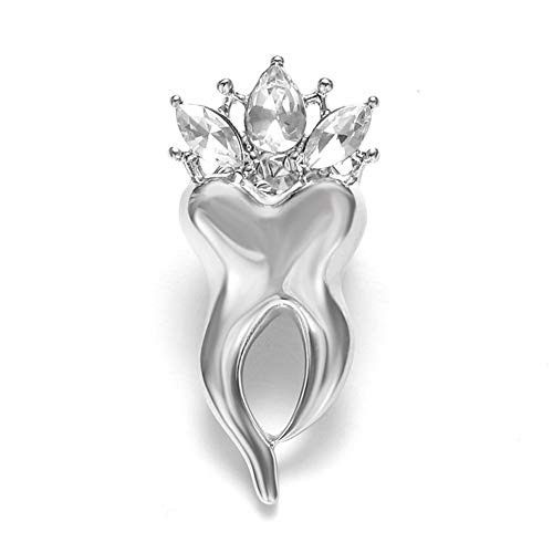 HANRESHE 2pcs Cute Tooth Pins Brooches Medical Gold Silver Plated Crystal Pin Badge Jewelry Christmas Doctor Nurse Women Accessories Gift HANRESHE 2pcs Cute Tooth Pins Brooches Medical Gold Silver Plated Crystal Pin Badge Jewelry Christmas Doctor Nurse Women Accessories Gift