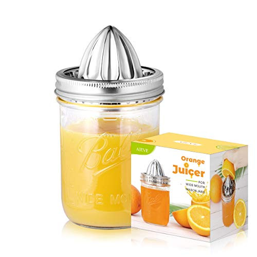 AIEVE Mason Jar Juicer Lid  Stainless Steel Lemon Juicer Manual Citrus Juicer Lime Squeezer Lemon Squeezer Orange Juicer for Fruit Juice  Lemonade  Orange Juice Fits Wide Mouth Mason Jars Canning Jars AIEVE Mason Jar Juicer Lid  Stainless Steel Lemon Juicer Manual Citrus Juicer Lime Squeezer Lemon Squeezer Orange Juicer for Fruit Juice  Lemonade  Orange Juice Fits Wide Mouth Mason Jars Canning Jars