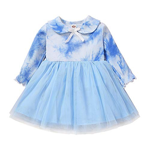 Toddler Kid Baby Girls Tie Dye Dress Clothes Long Sleeve Tulle One-Piece Dress Princess Party Outfit  Blue  18-24 Months Toddler Kid Baby Girls Tie Dye Dress Clothes Long Sleeve Tulle One-Piece Dress Princess Party Outfit  Blue  18-24 Months