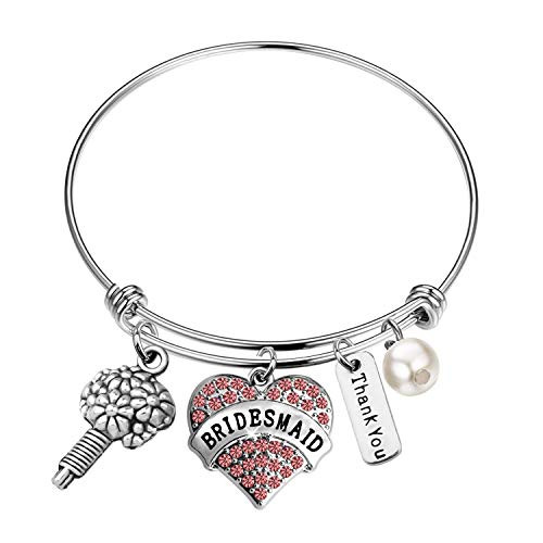 CYTING Bridesmaid Proposal Gift Bridesmaid Bracelet Wedding Jewelry Thank You Gift for Bridesmaid Matron of Honor Maid of Honor  Bridesmaid Bracelet Pink