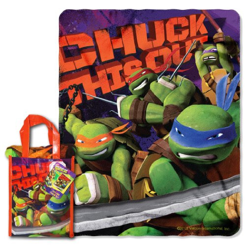 Nickelodeon's Teenage Mutant Ninja Turtles, "Ninja Chuck" Micro Raschel Throw and Reusable Tote Set, Multi Color
