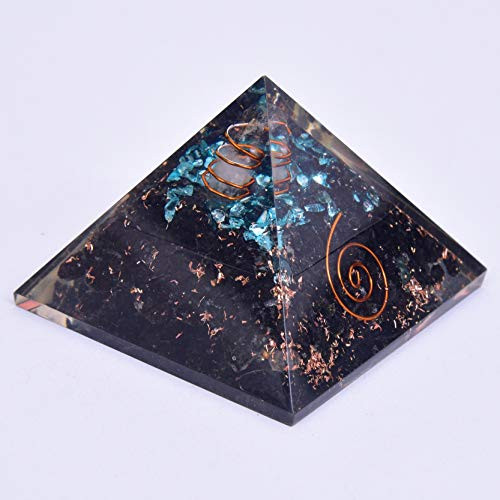 Orgone Pyramid Tourmaline  and  Aquamarine with Orgone Healing Crystal Orgonite Pyramid for Positive Energy EMF Protection