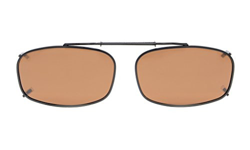 Eyekepper Metal Frame Rim Polarized Lens Clip On Sunglasses 2 1 8"x1 3 8" Brown Lens