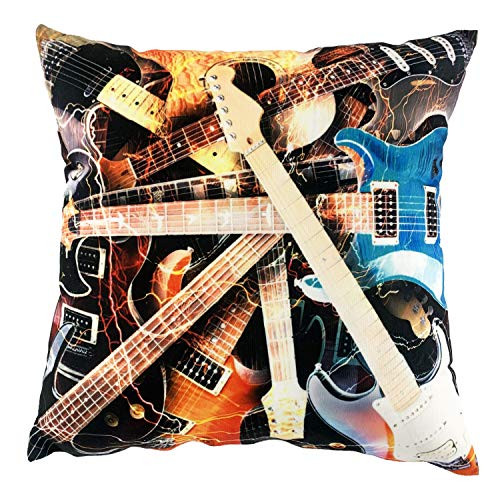 N Nebont Music Guitar Throw Pillow Covers Pillowcase Zippered Square Decorative Cushion Cases 18x18 Inches for Couch Sofa Chair Car Bedroom Living Room