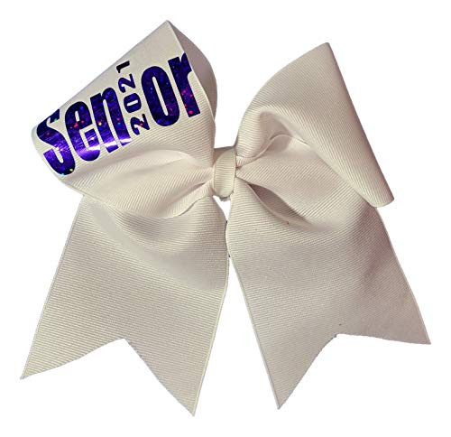 Cheer Bows White with Blue Senior 2020 Graduation Hair Bow