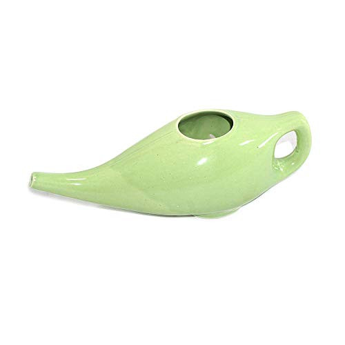 Leak Proof Durable Ceramic Neti Pot Light Green