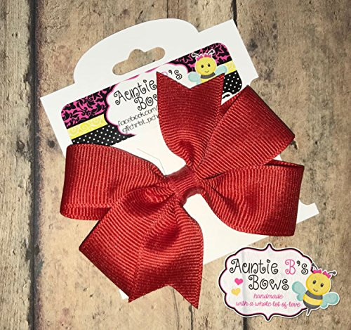 Solid Tomato Red Pinwheel Hair Bow 3" MADE IN USA