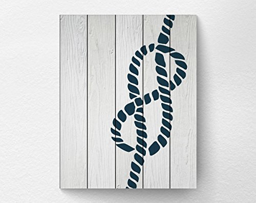 Nautical Rope Decor  Nautical Art Print Poster Decor  Navy Blue and White Beach Art Decor - Not Real Wood