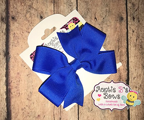 Solid Electric Blue Pinwheel Hair Bow 3" MADE IN USA