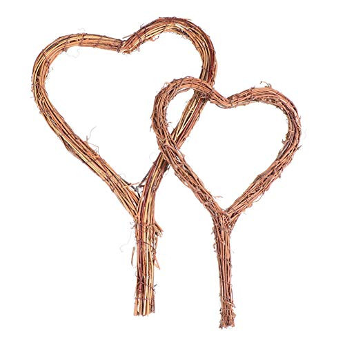 EXCEART 2pcs Natural Grapevine Wreaths DIY Heart Shape Rattan Wreath Rustic Wicker Wall Decoration for Wedding Valentines Day Front Door Display