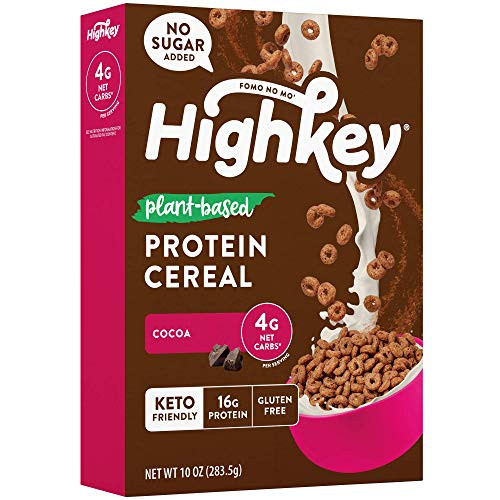 HighKey Plant Based Protein Cereal - Keto Chocolate Breakfast Low Net Carb  and  Zero Sugar Low Carb Snacks Gluten Free Foods Vegan Cold Cereals Paleo Snack Ketogenic Diet Friendly Cocoa
