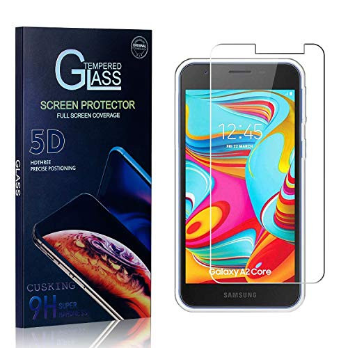 CUSKING Screen Protector for Galaxy A2 Core  Tempered Glass Screen Protector Film for Samsung Galaxy A2 Core  Bubble Free  9H Hardness Anti Fingerprint  1 Pack