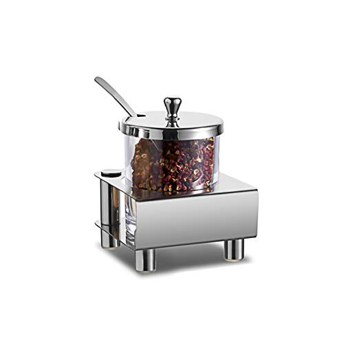 MultiOutools Seasoning Box Set Condiment Container Glass Condiment Canisters Pots Spice Condiment Jar with Stainless Steel Lid and Base  1PCS
