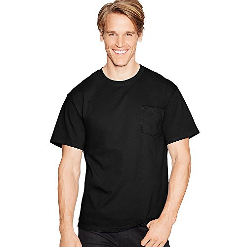 Hanes TAGLESS Pocket T-Shirt_Black_L
