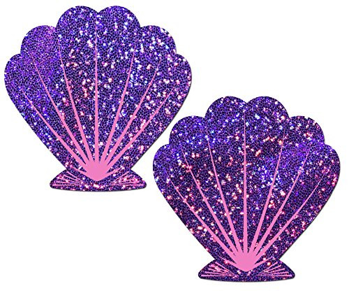 Glittering Purple and Pink Mermaid Seashell Nipple Pasties by Pastease o s