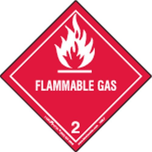 Labelmaster HML7S Flammable Gas Worded Label  Paper  Hazmat  4" x 4"  Pack of 50