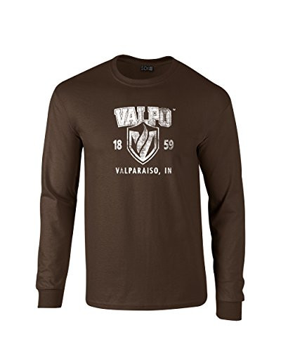 Valparaiso Crusaders Arch 100% Pre Shrunk College Long Sleeve Tee  X-Large  Brown