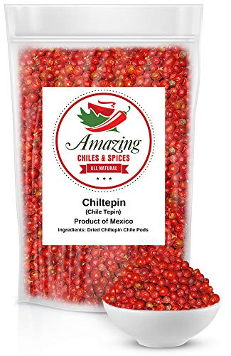 Dried Chiltepin Peppers  Chile Tepin   1oz Bag - Great For Use with Seafood  Sauces  Stews  Salsa  Meats. Very Hot with a Smoky Flavor. Air Tight Resealable Bag. By Amazing Chiles  and  Spices.