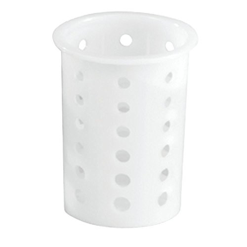 Vollrath Round Perforated White Plastic Flatware Cylinder - 3 3 4"Dia x 5 5 8"H