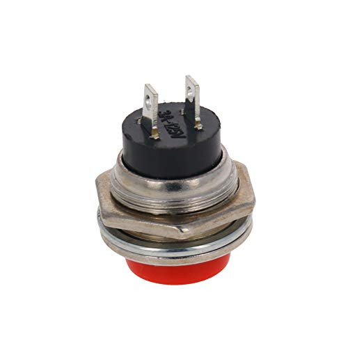 Fielect SPST Momentary Push Button Switch Plastic 125V 6A 16mm 2Pin DS-212 Red 3Pcs