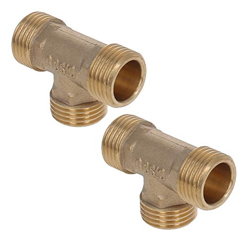 MroMax Brass Tee Pipe Fitting 1 2 PT Male Thread T Shaped Connector Coupler 2pcs