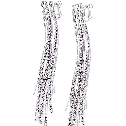 Latigerf Silver-tone Long Tassel Back Screw Back Non-Pierced Clip on Earring Clips for non Pierced Ears Latigerf Silver-tone Long Tassel Back Screw Back Non-Pierced Clip on Earring Clips for non Pierced Ears