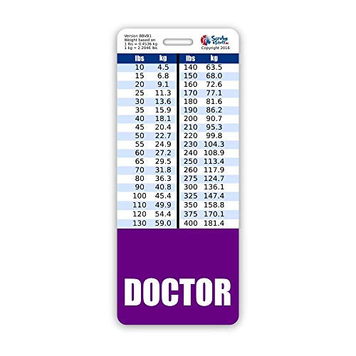 Doctor Badge Buddy Vertical w Height  and  Weight Conversion Charts  Oversized  Purple