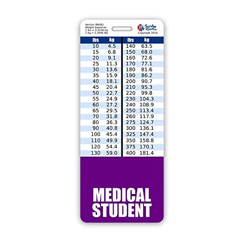 Medical Student Badge Buddy Vertical w Height  and  Weight Conversion Charts  Oversized  Purple