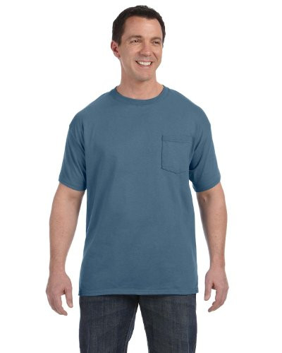 Hanes Mens 6.1 oz. Tagless ComfortSoft Pocket T-Shirt H5590 -DENIM BLUE XL