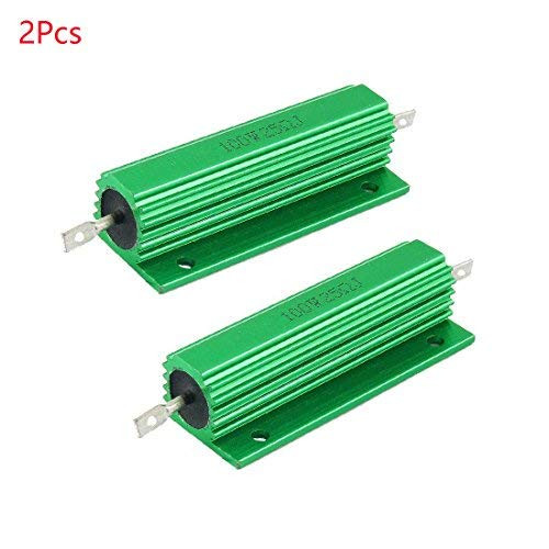 Yohii Aluminum Resistors 100W 25 Ohm Green Aluminum Housed Wirewound Resistors 2 Pcs