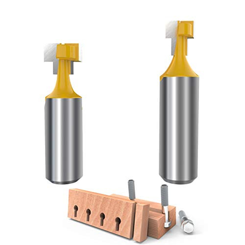 T Slot Router Bit 1 2 Inch Shank Keyhole Router Bit Set - 3 8  and  1 2 Inch Blade Diameter Woodworking Tool 2 Pcs