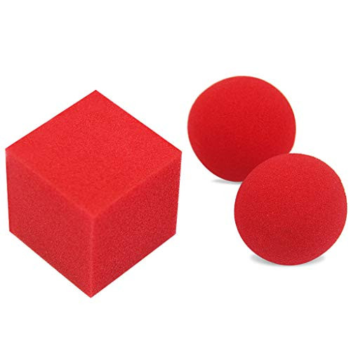 Misright Red Magic Sponge Ball Set-1 Block 2 Sponge Ball Close Up Street Classical Illusion Magic Tricks