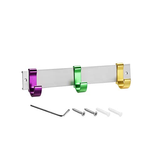 uxcell Wall Mounted Adjustable Colorful 3 Hangers Towel Hat Coat Clothes Wall Hook Rack Rail