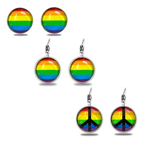 3PCS Gay Lesbian Pride Earring Rainbow Jewelry for Lesbian LGBT Pride 3PCS Gay Lesbian Pride Earring Rainbow Jewelry for Lesbian LGBT Pride